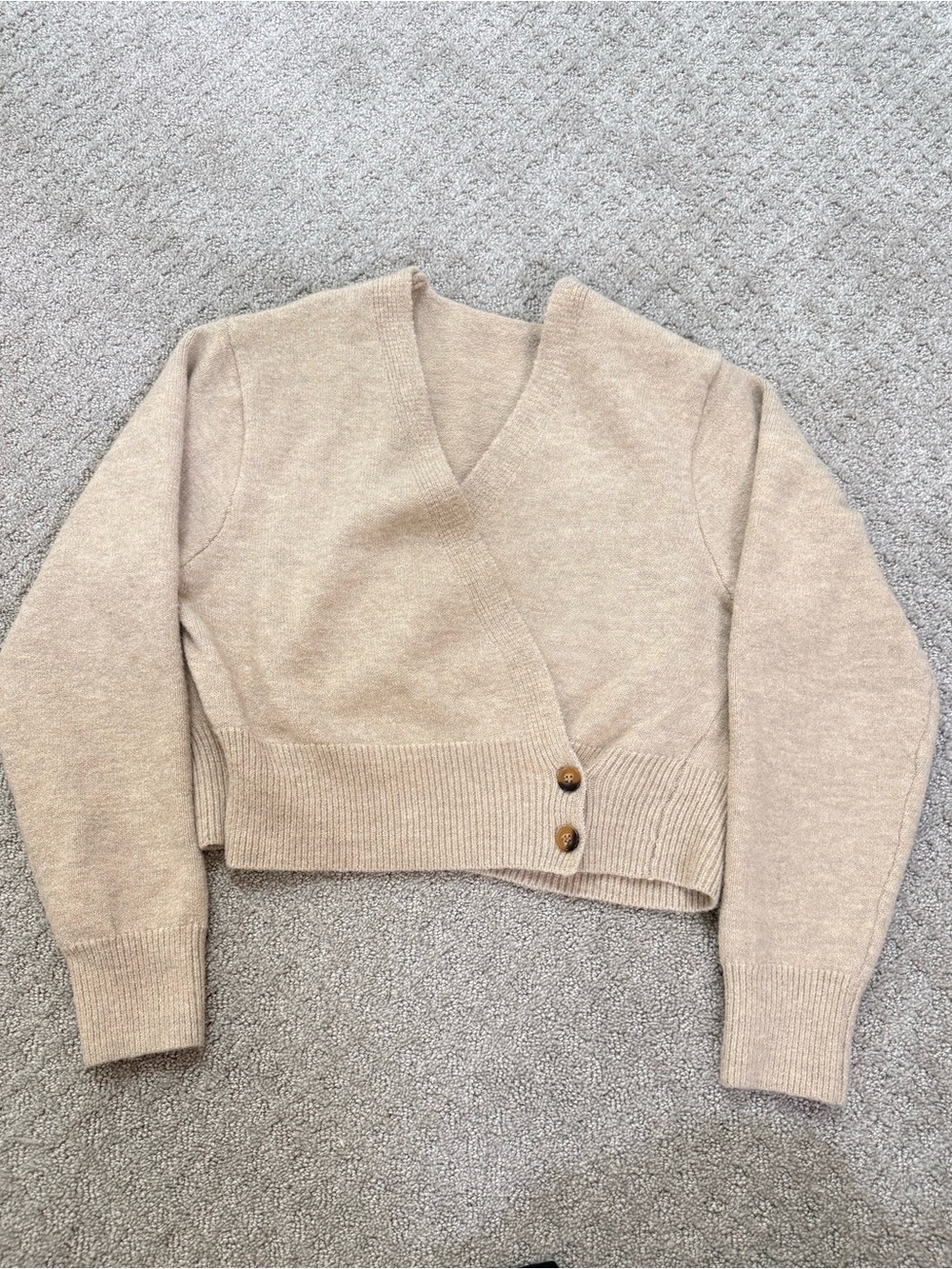 Beige V-Neck Wrap Women's Sweater Cardigan